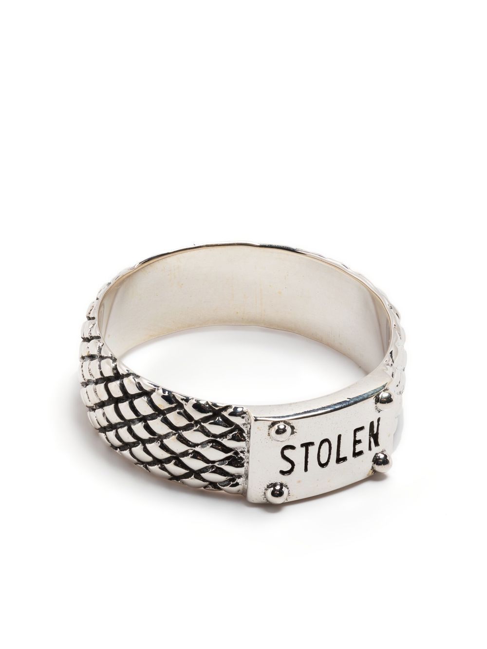 Stolen Girlfriends Club logo雕刻银质戒指 - 银色