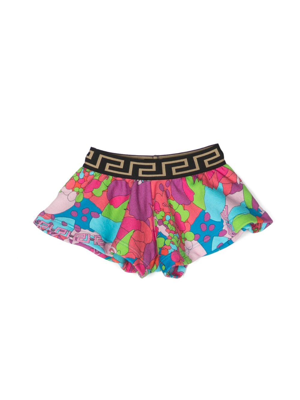 Versace Kids 抽象图案松紧短裤 - 蓝色