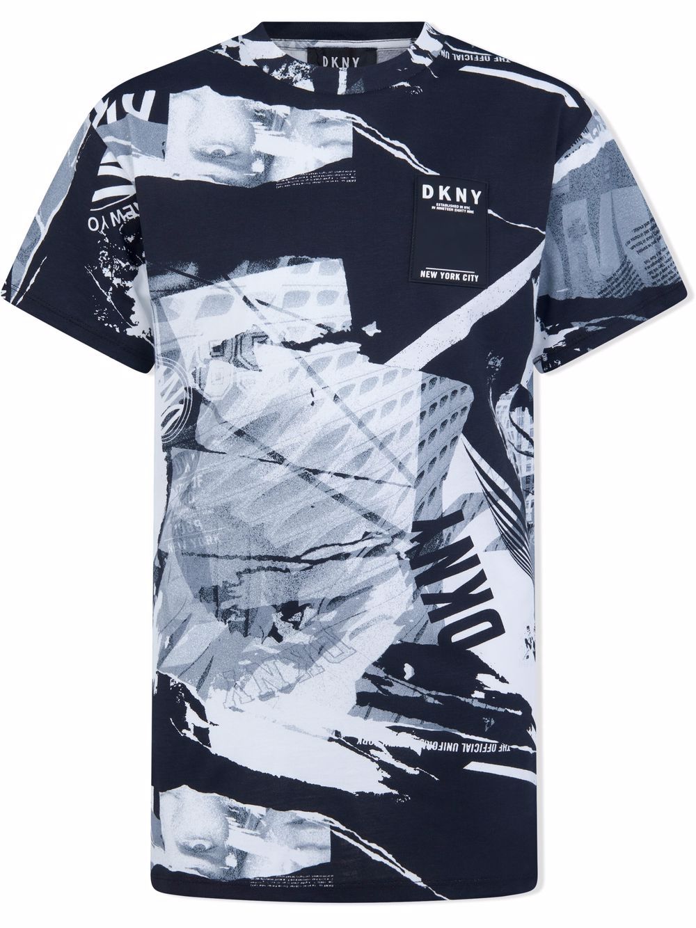 Dkny Kids 图案印花棉T恤 - 黑色