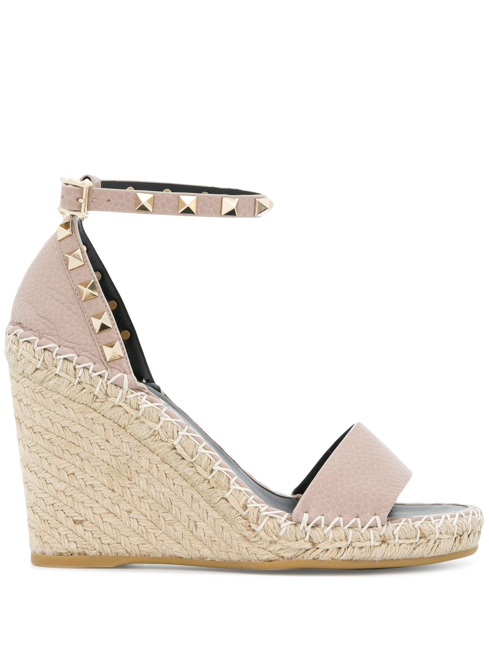 Valentino Garavani Double Rockstud 高坡跟凉鞋 - 中性色