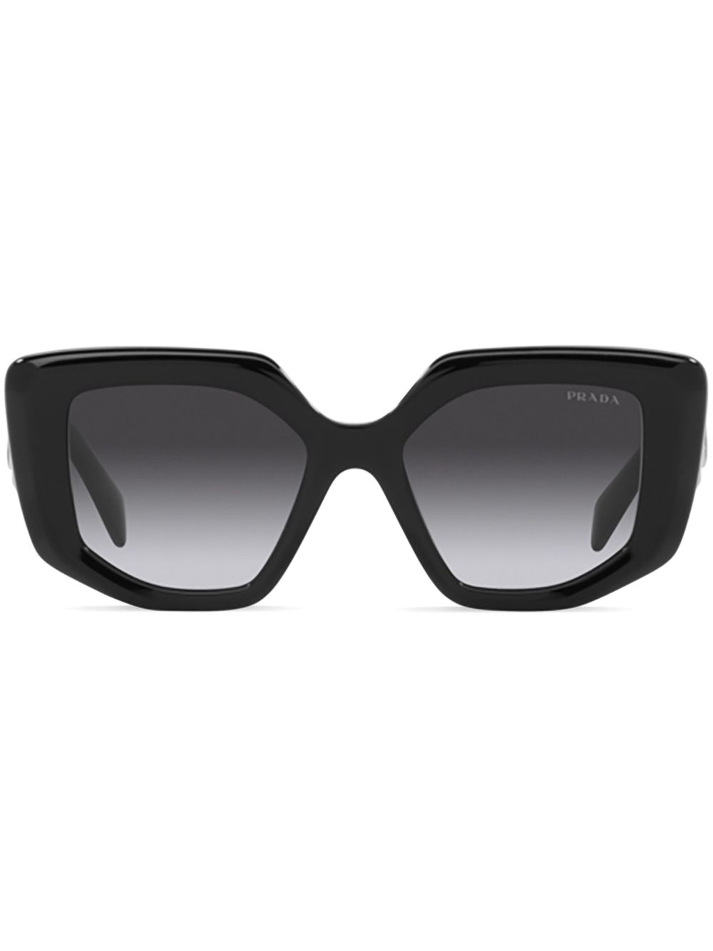 Prada Eyewear 三角形logo方框太阳眼镜 - 黑色