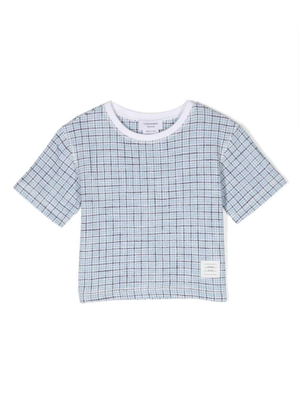 Thom Browne Kids 格纹粗花呢T恤 - 蓝色