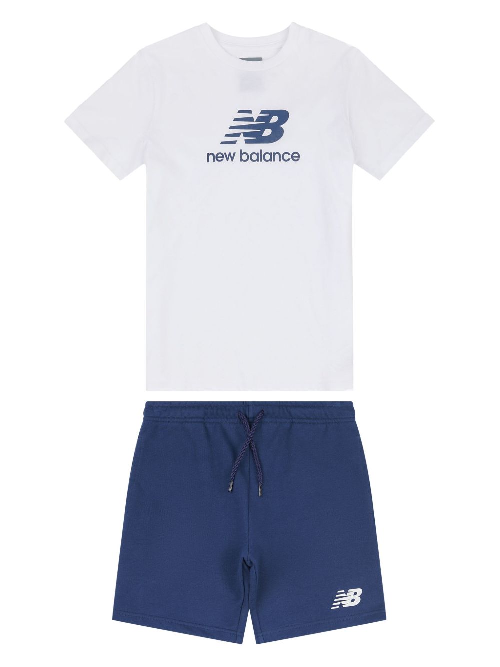 New Balance Kids logo印花短裤套装 - 白色