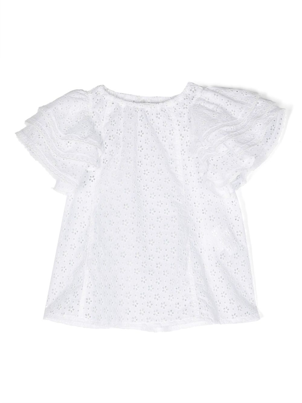 Philosophy Di Lorenzo Serafini Kids 短袖荷叶边罩衫 - 白色
