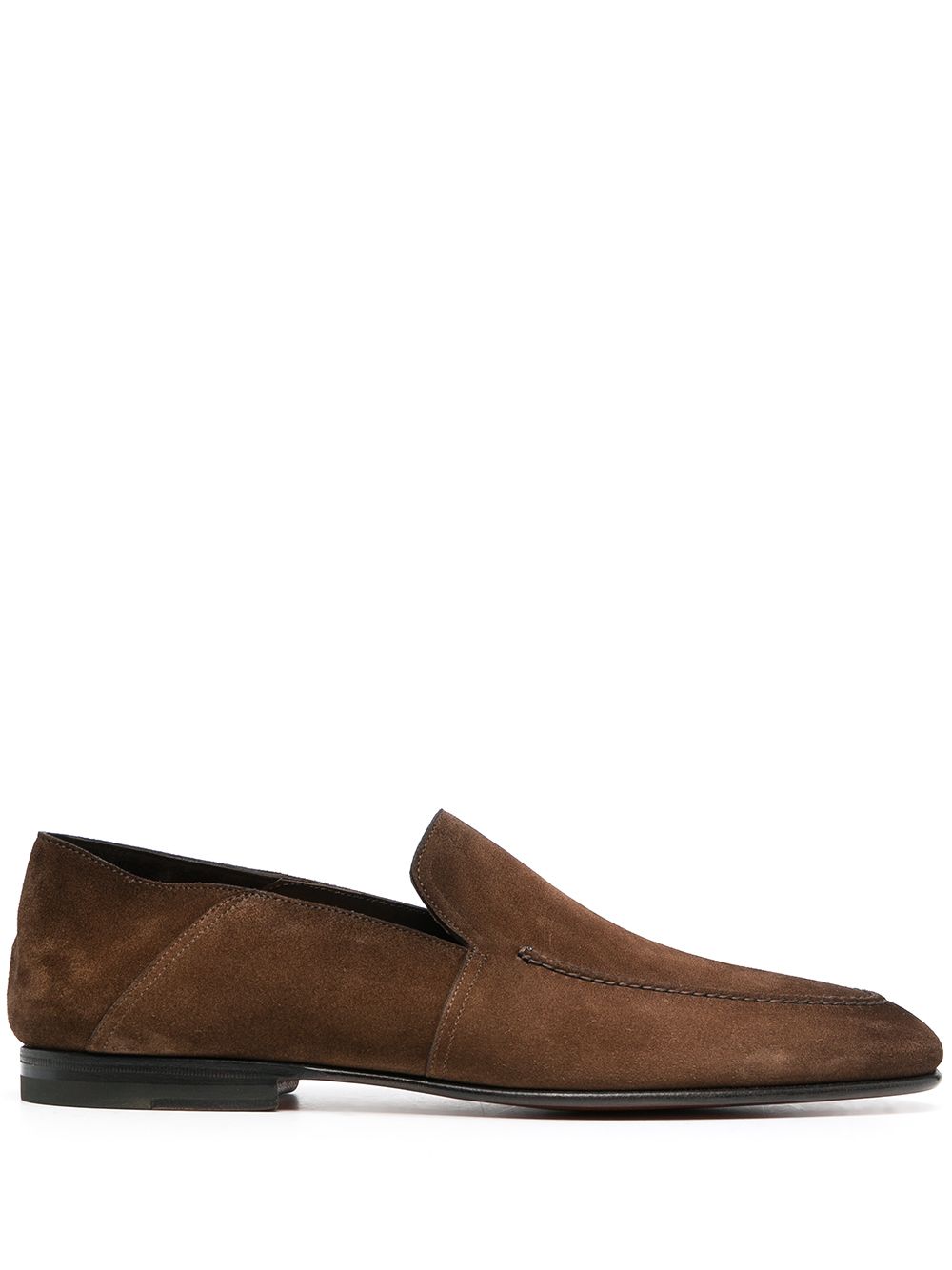 Santoni 绒面皮乐福鞋 - 褐色