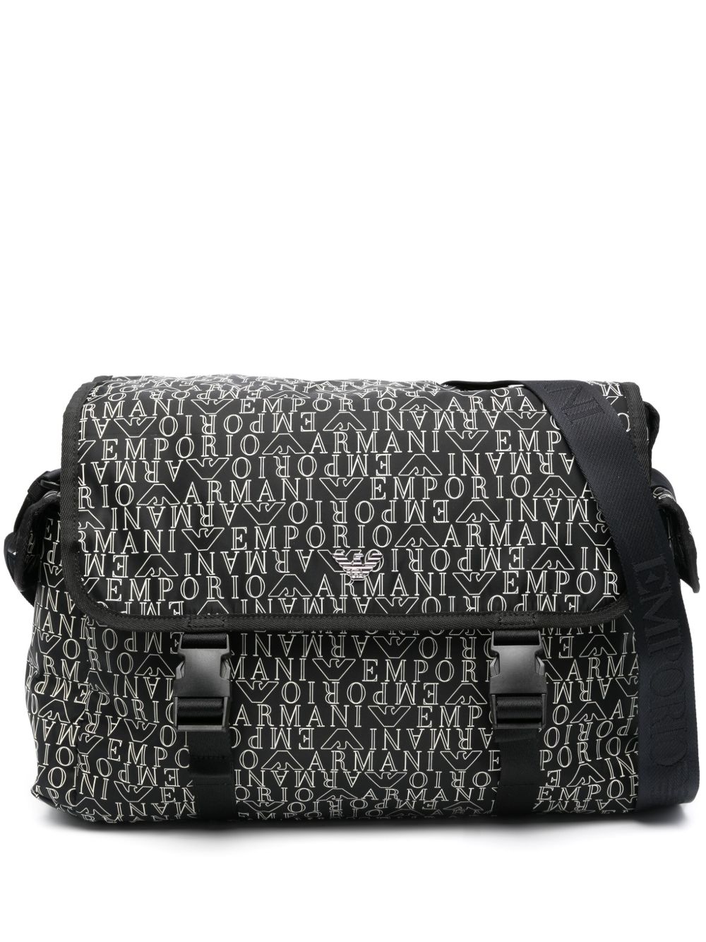 Emporio Armani Kids logo印花母婴包 - 黑色
