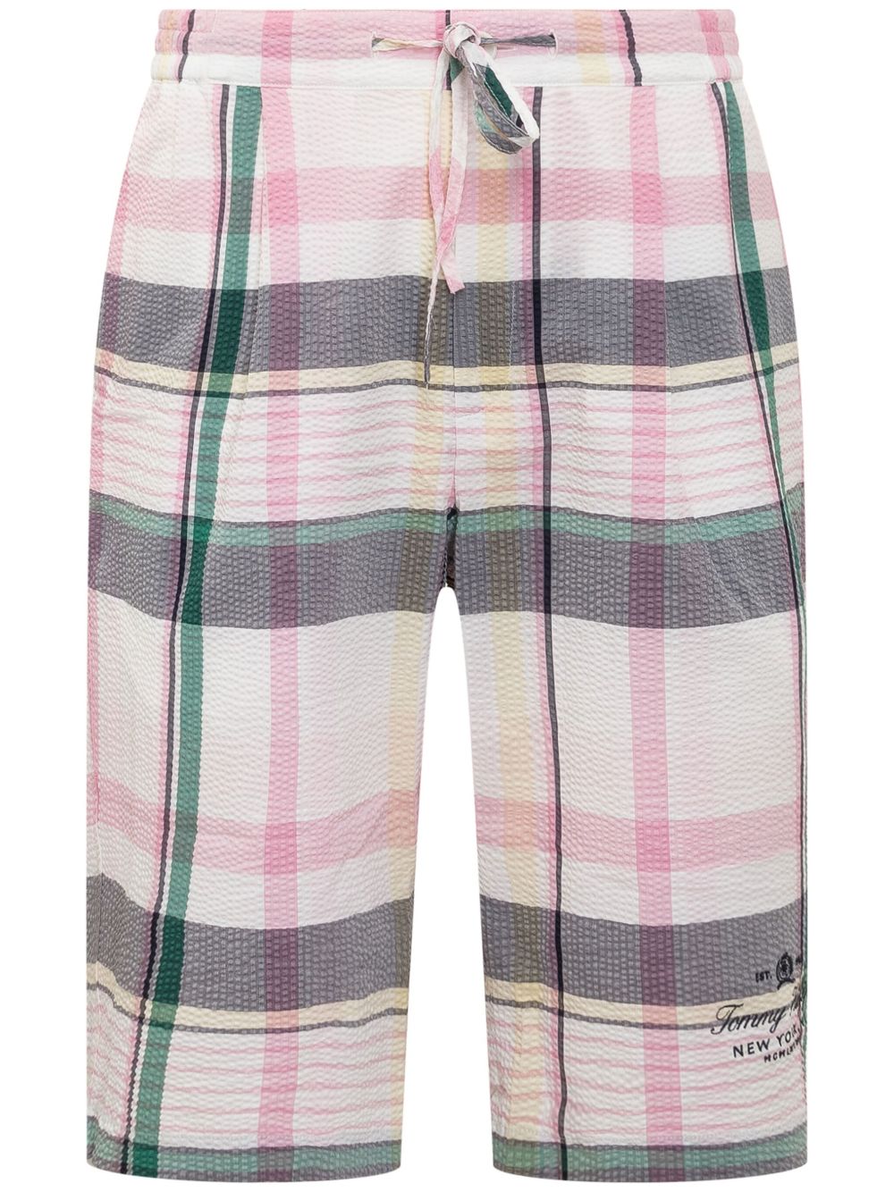 Tommy Hilfiger Madras 双色格纹短裤 - 粉色