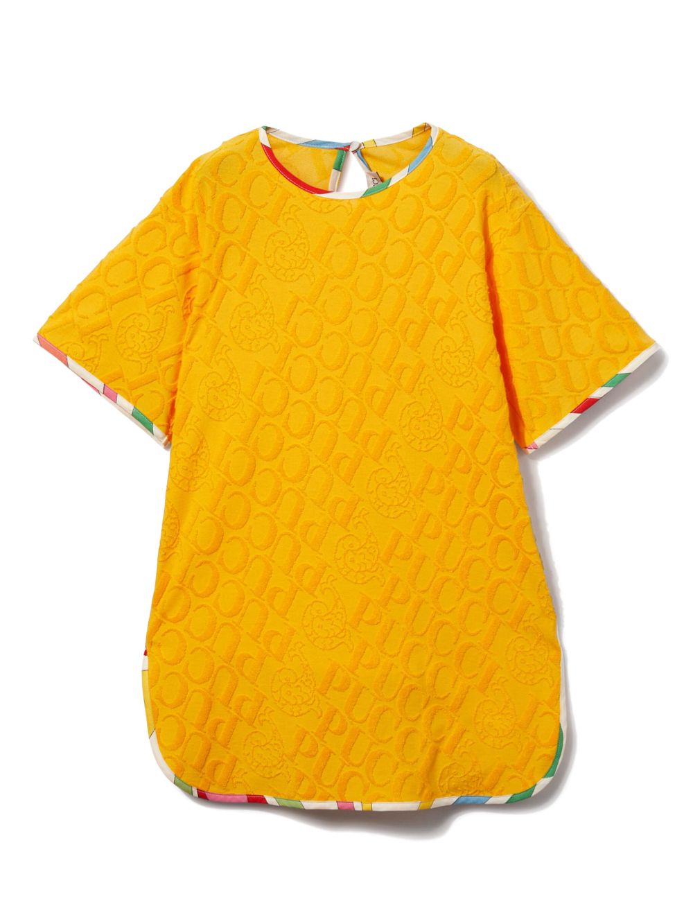PUCCI Junior logo提花平纹针织连衣裙 - 黄色