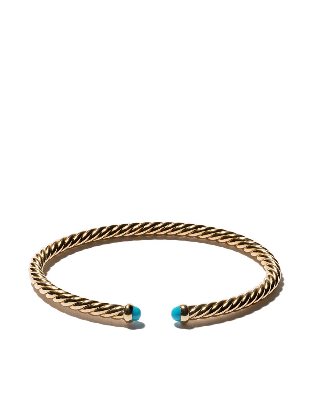 David Yurman Cable Spira绿松石手镯 - 金色