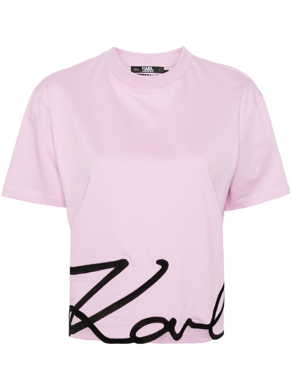 Karl Lagerfeld Signature 下摆棉T恤 - 紫色