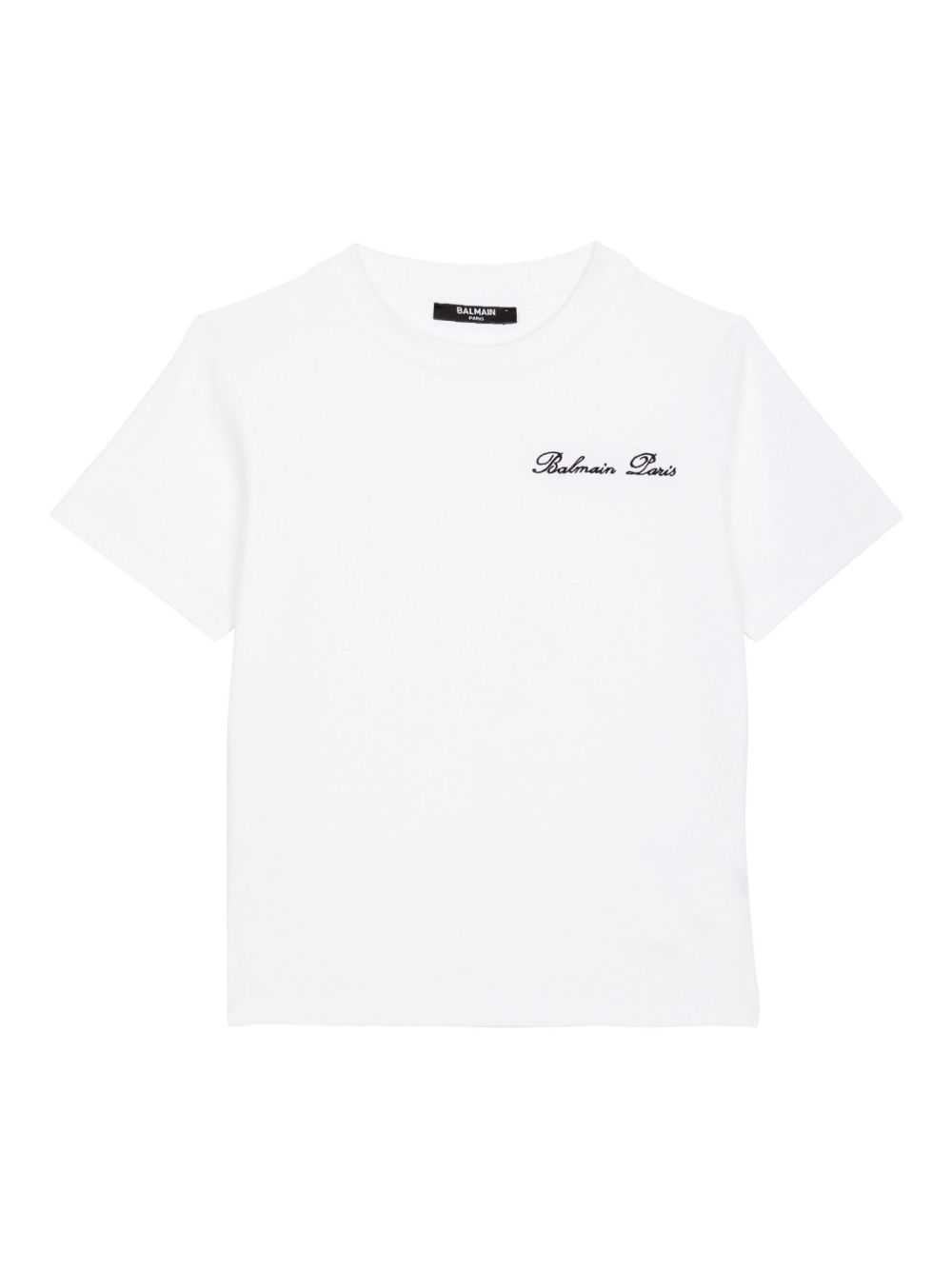 Balmain Kids logo刺绣棉T恤 - 白色