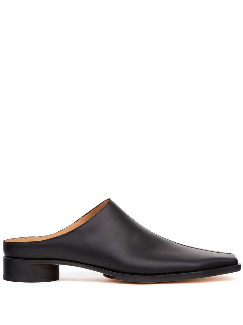 MM6 Maison Margiela 方头皮质拖鞋 - 黑色