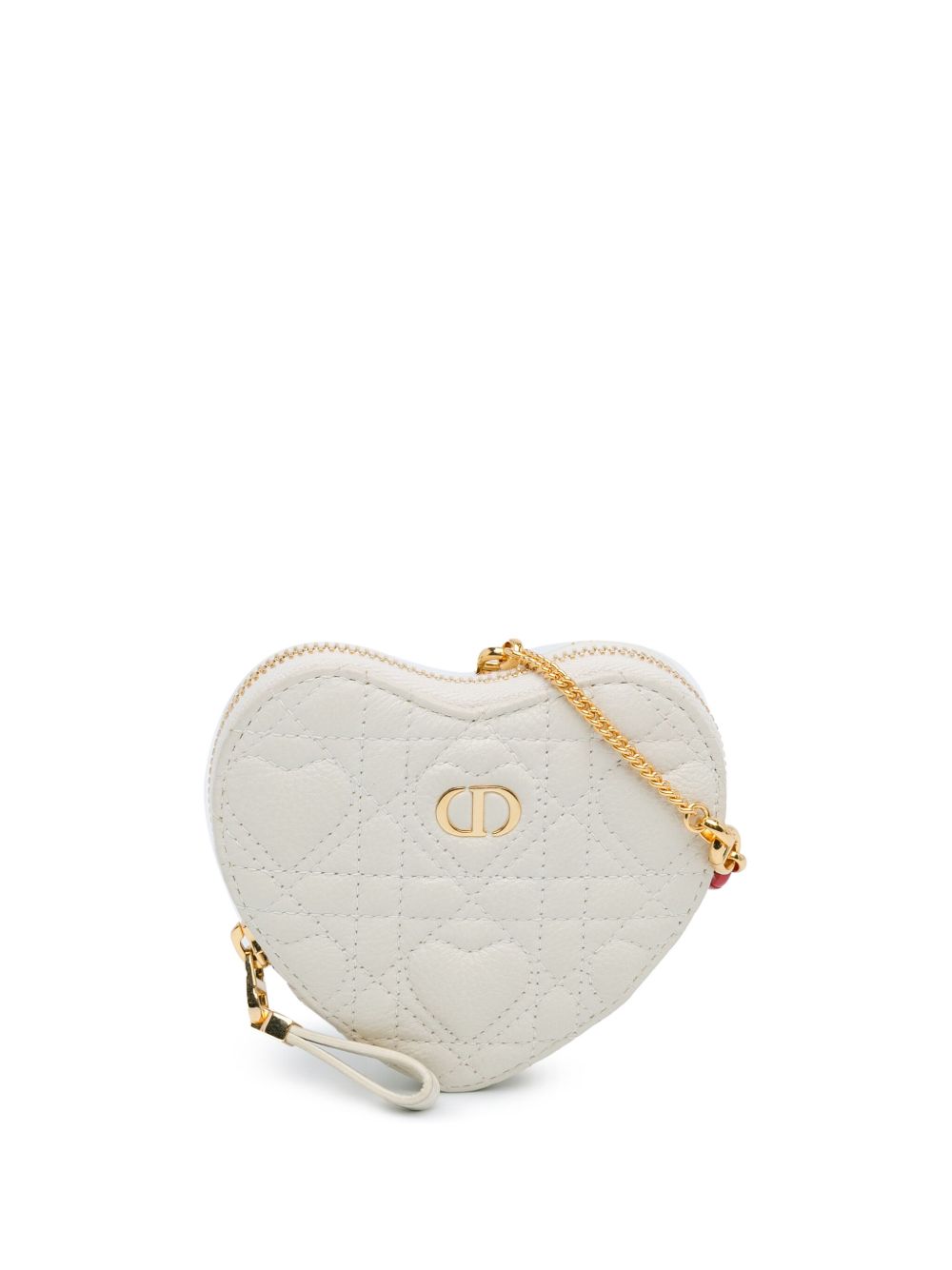 Christian Dior Pre-Owned DiorAmour Caro Heart Pouch with Chain 斜挎包（2021年典藏款） - 白色