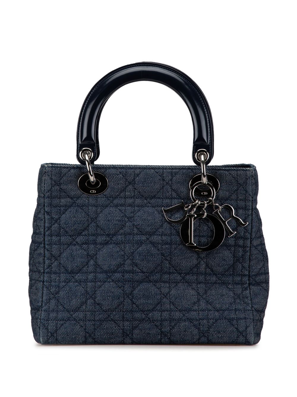 Christian Dior Pre-Owned 2000 Medium Denim Cannage Lady Dior satchel - 蓝色
