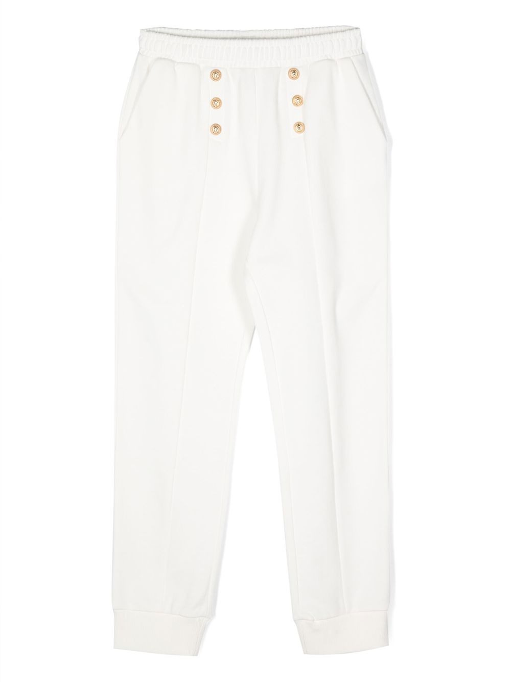 Balmain Kids 褶饰细节长裤 - 白色