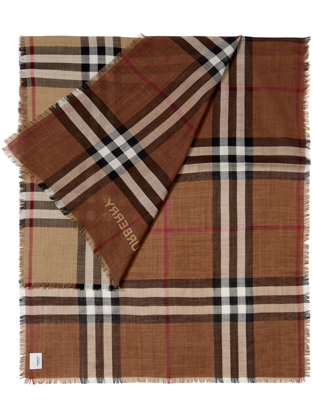 Burberry 格纹羊毛真丝围巾 - 中性色