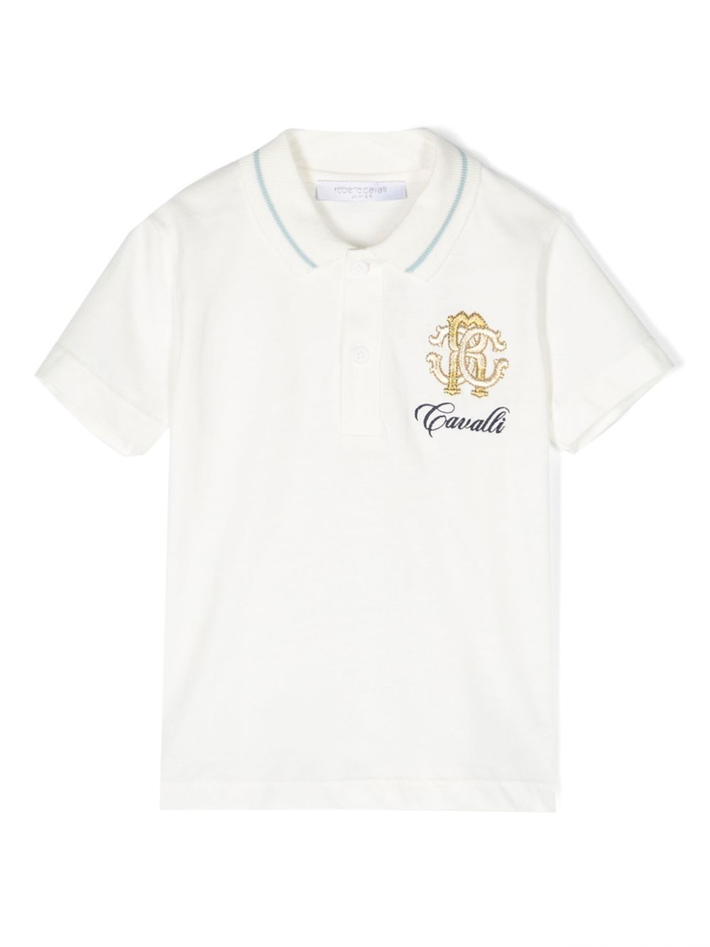 Roberto Cavalli Junior 经典logo贴花polo衫 - 白色