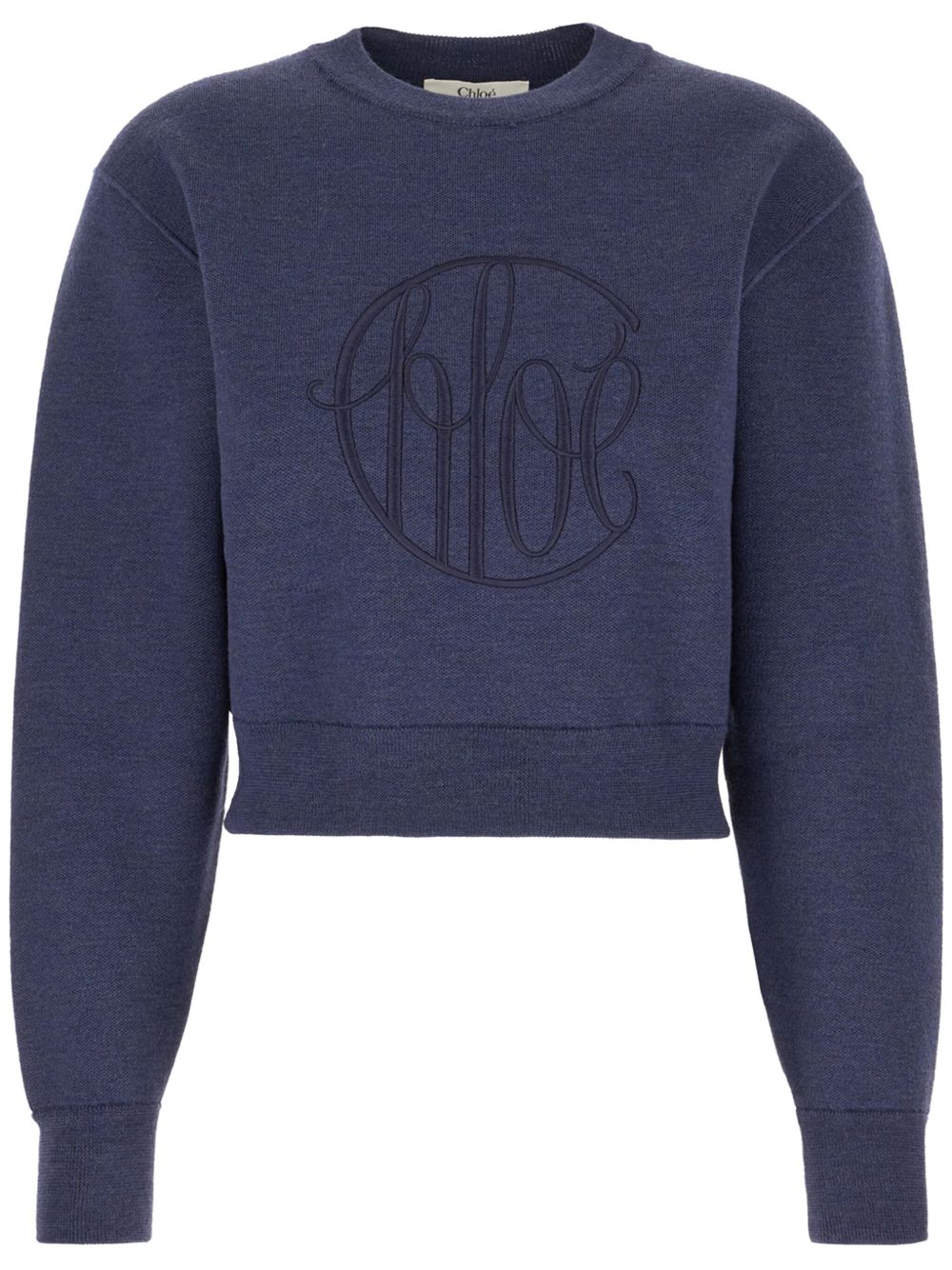 Chloé logo刺绣毛衣 - 蓝色