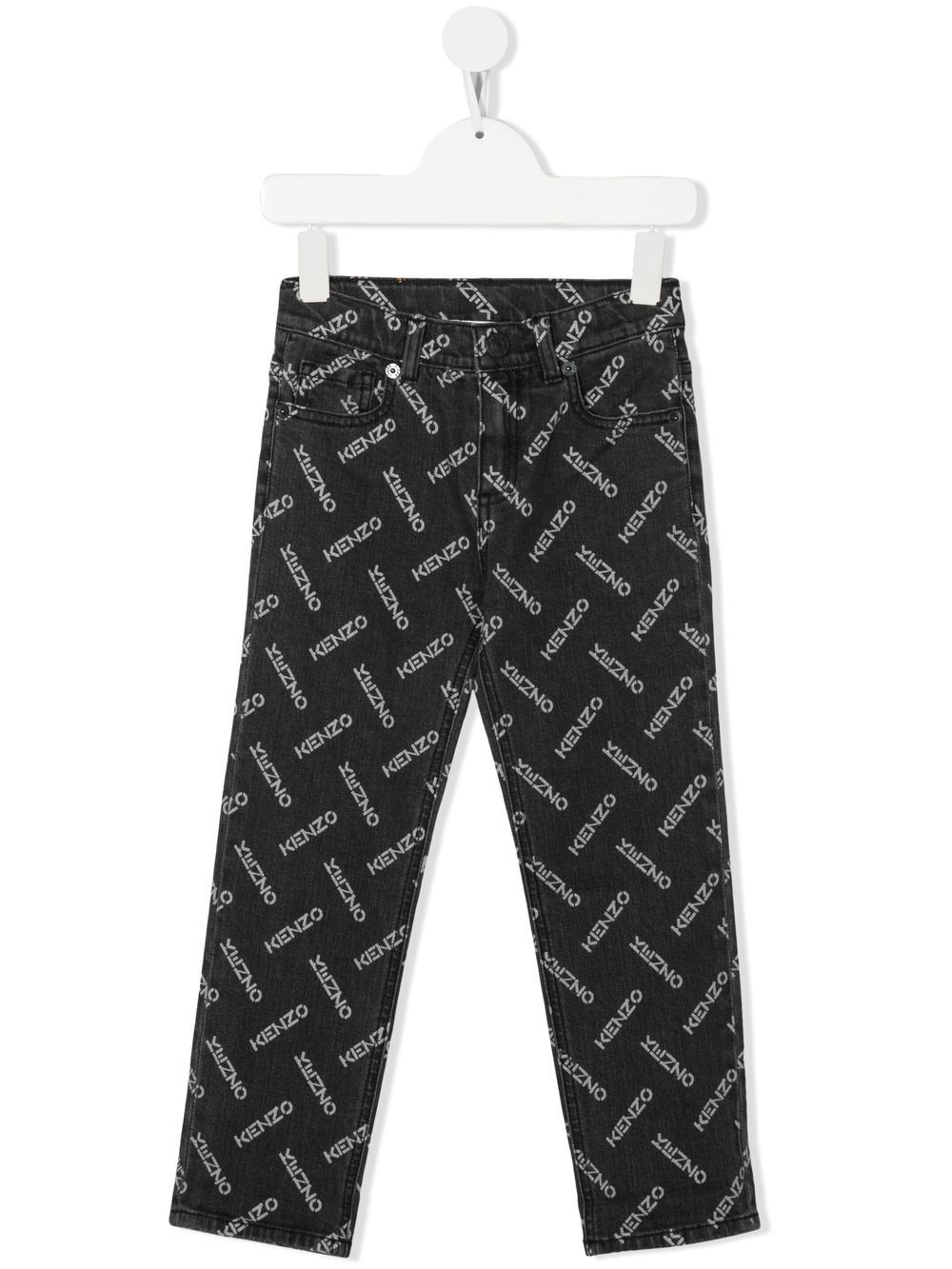 Kenzo Kids logo印花修身牛仔裤 - 灰色