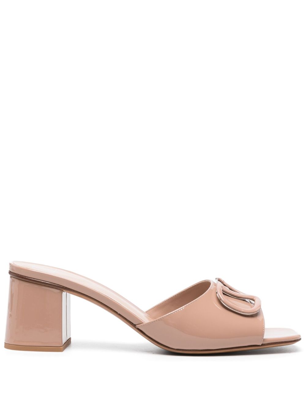 Valentino Garavani VLogo Signature 漆皮中跟凉鞋（6厘米） - 中性色