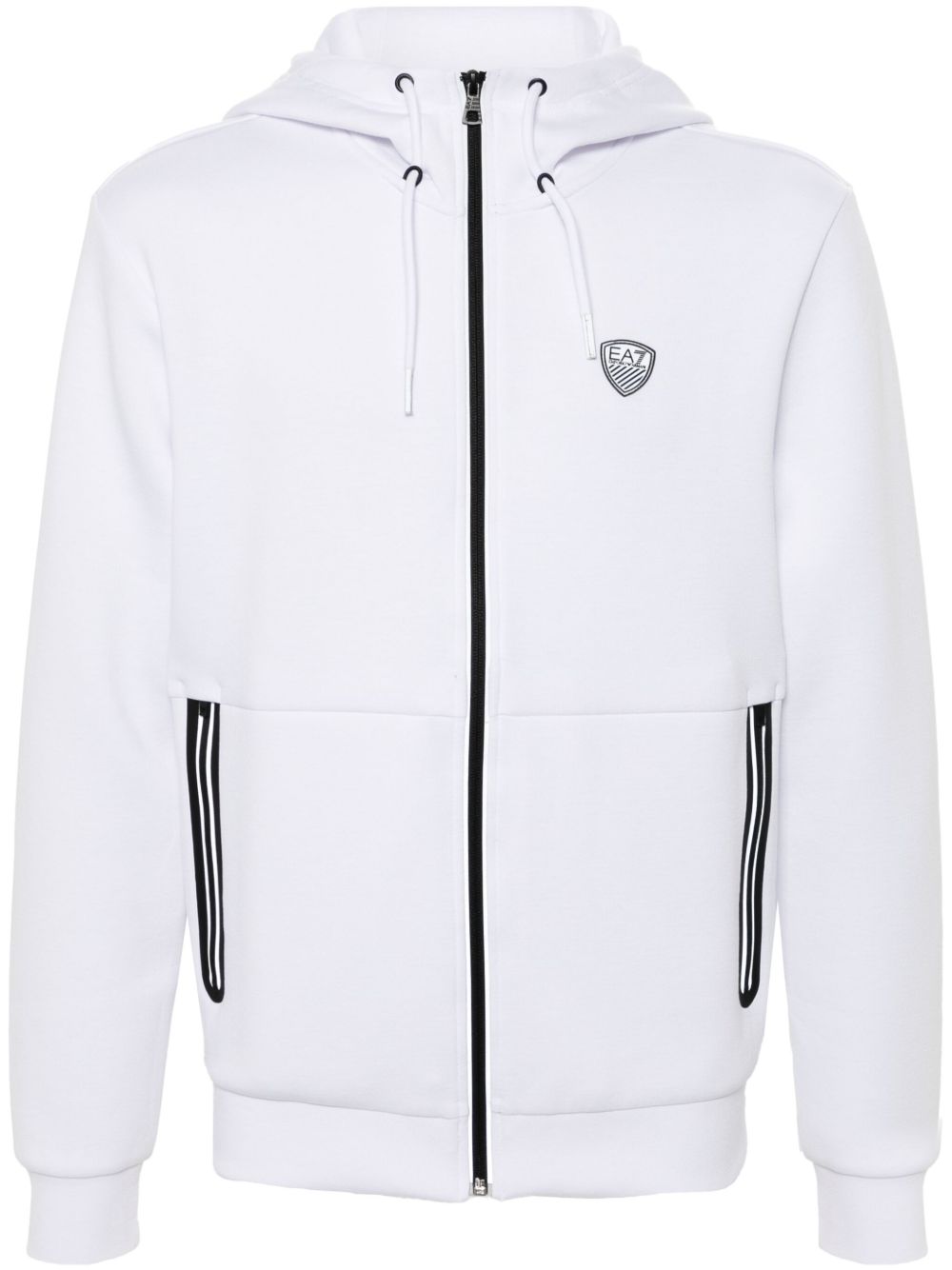 Ea7 Emporio Armani 橡胶质感logo连帽衫 - 白色
