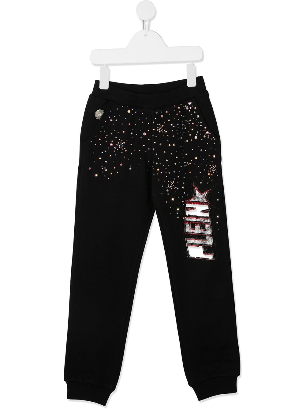 Philipp Plein Junior logo镶嵌运动裤 - 黑色