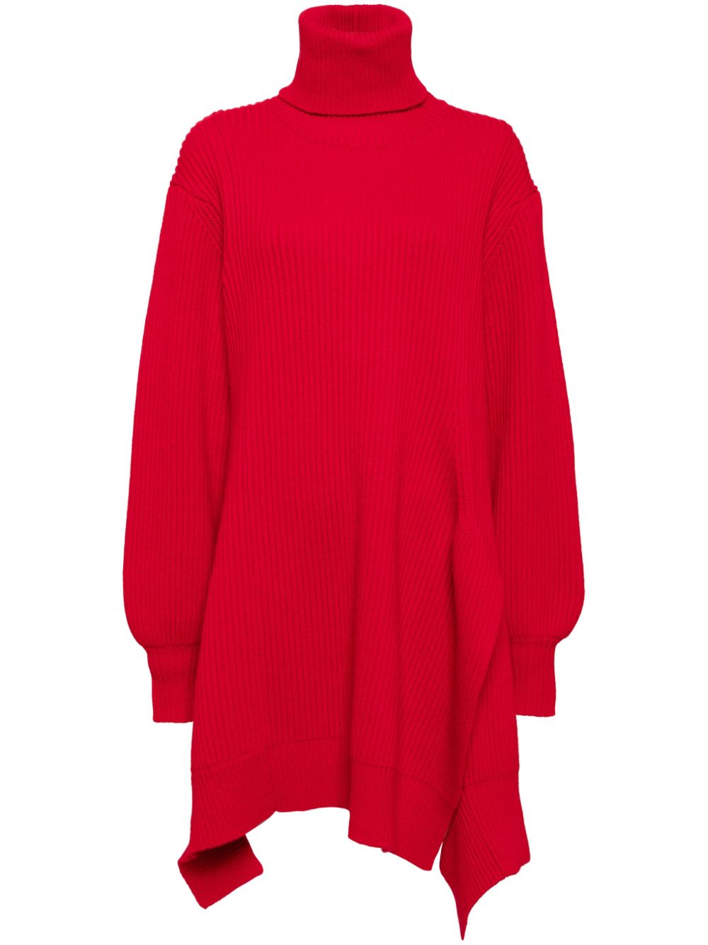 Yohji Yamamoto 高领不对称毛衣 - 红色
