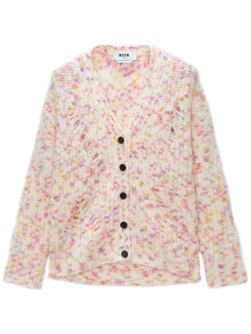 MSGM 仿旧粗绞花针织开衫 - 粉色