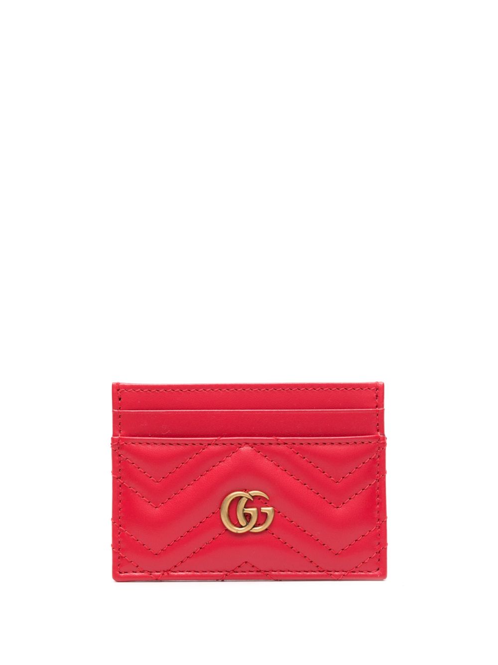 Gucci GG Marmont 皮质卡夹 - 红色