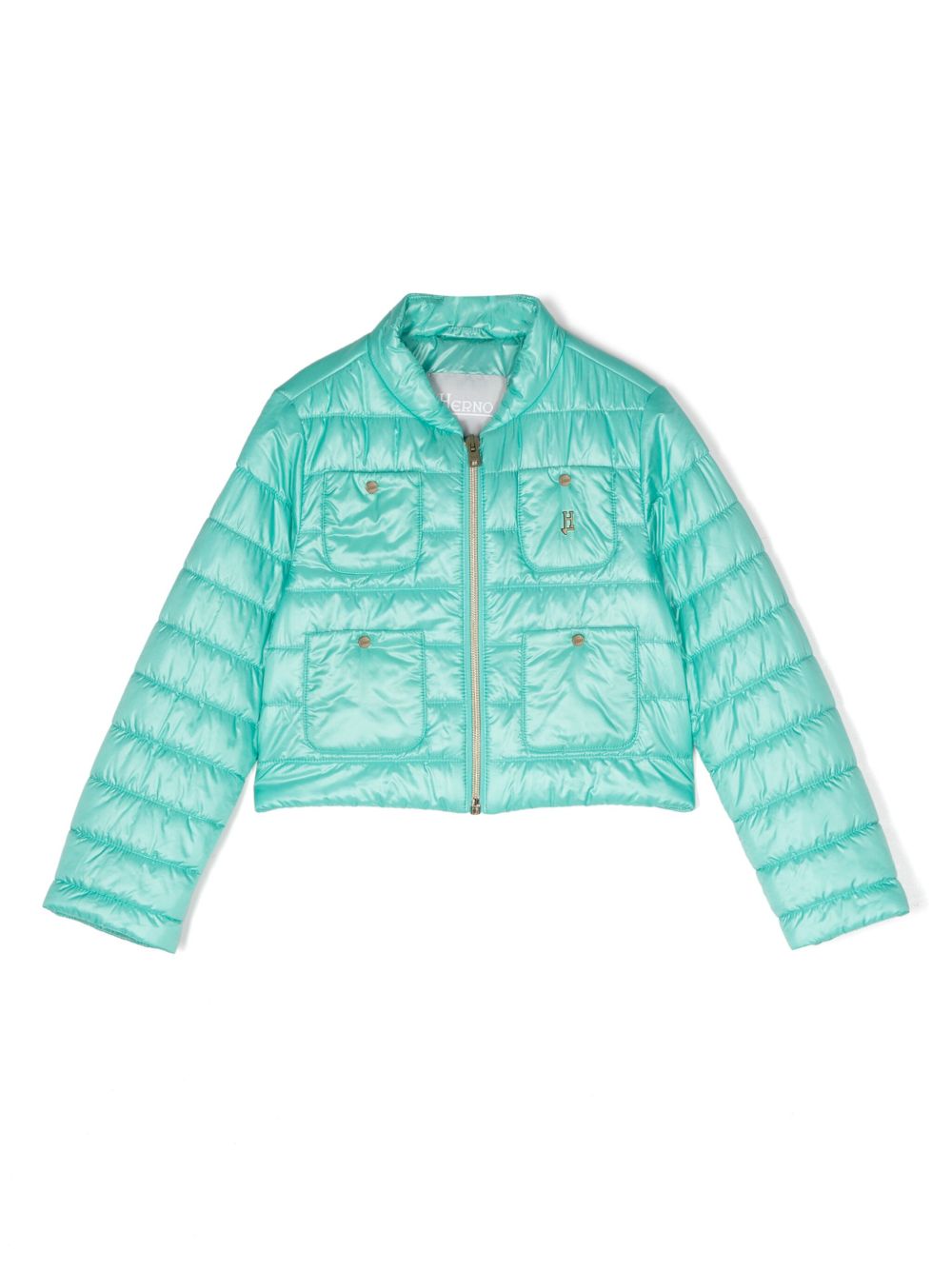Herno Kids logo标牌填充夹克 - 绿色
