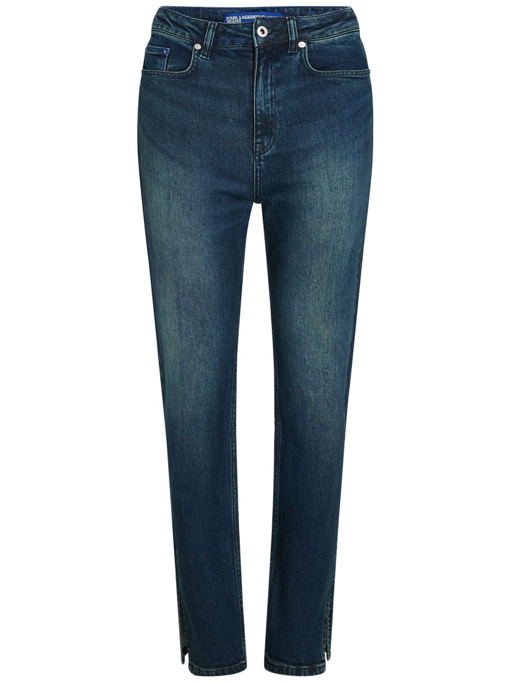 Karl Lagerfeld Jeans 高腰开衩裤脚牛仔裤 - 蓝色