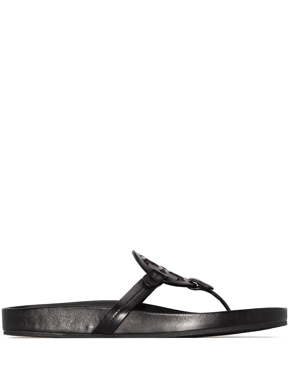 Tory Burch Miller 经典logo平底凉鞋 - 黑色