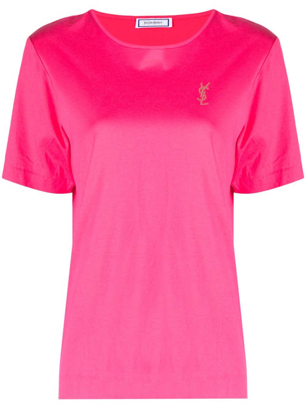 Saint Laurent Pre-Owned Cassandre logo水钻缀饰T恤（1990-2000年代典藏款） - 粉色