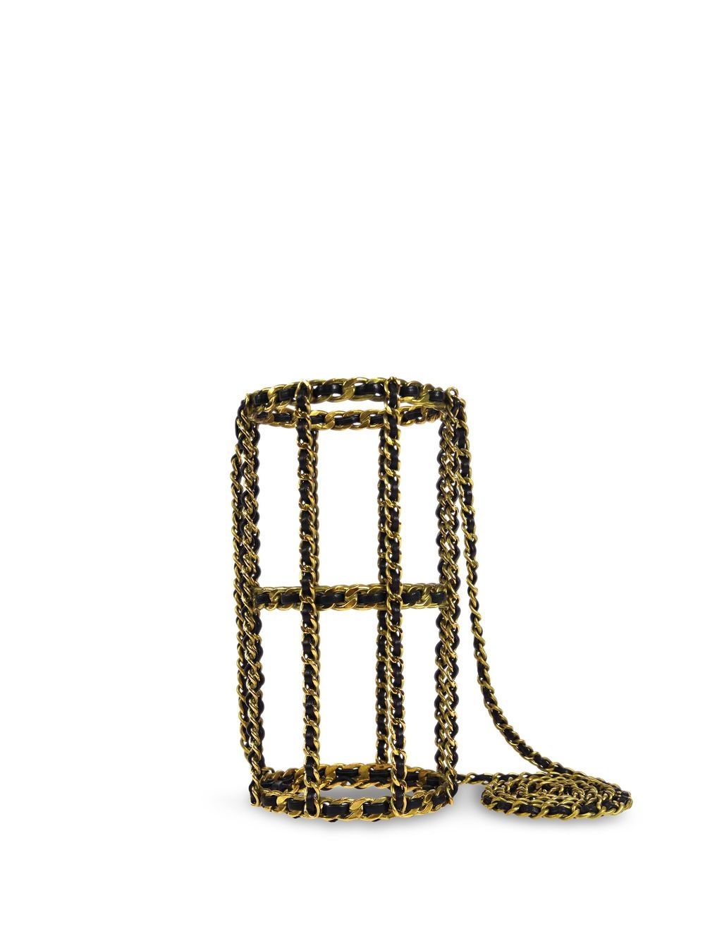 CHANEL Pre-Owned 斜挎搭链水瓶套（1994年典藏款） - 黑色