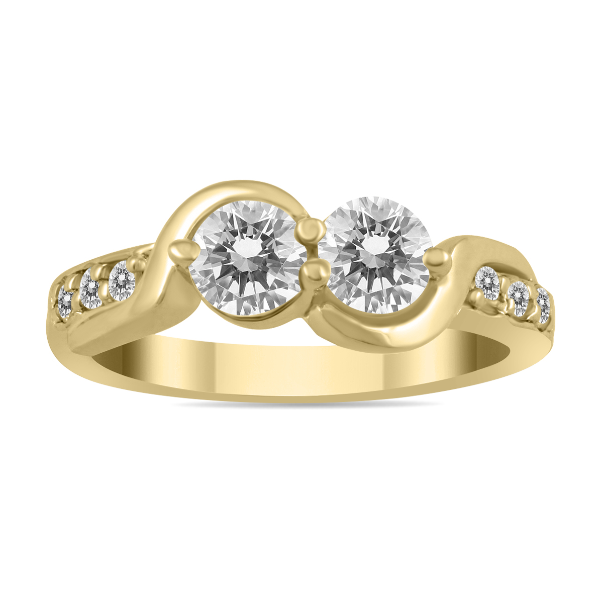 7/8 Carat TW Two Stone Diamond Ring in 14K Yellow Gold