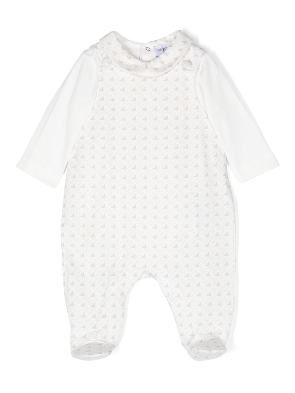 Emporio Armani Kids logo印花连体衣套装 - 白色