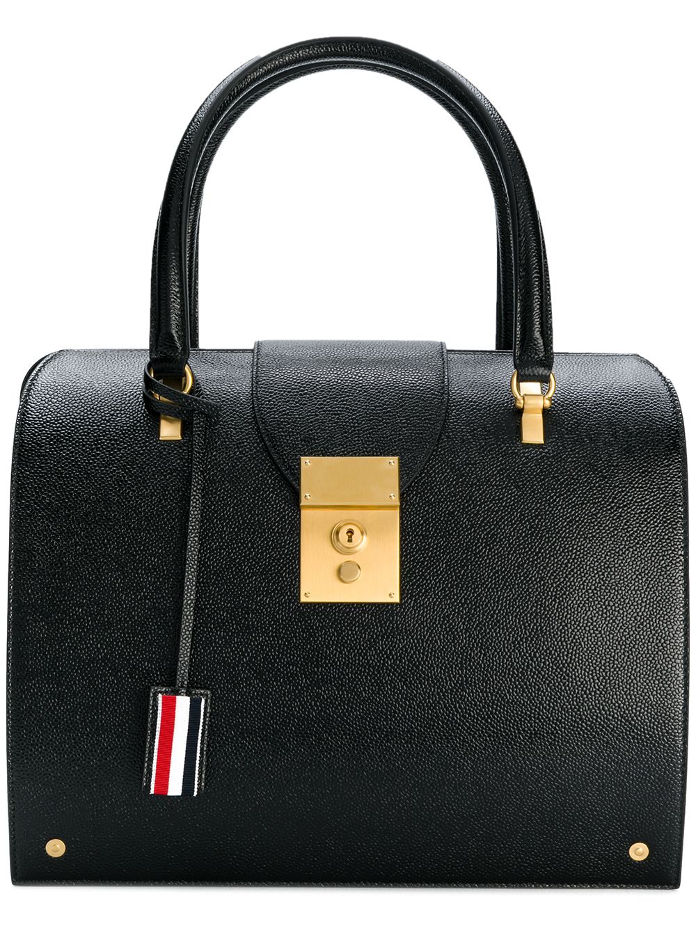 Thom Browne 卵石纹亮皮Mrs. Thom包 (34x29.5x12 CM) - 黑色