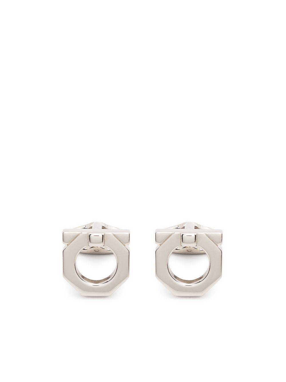 Ferragamo 雕刻logo抛光效果袖扣 - 银色