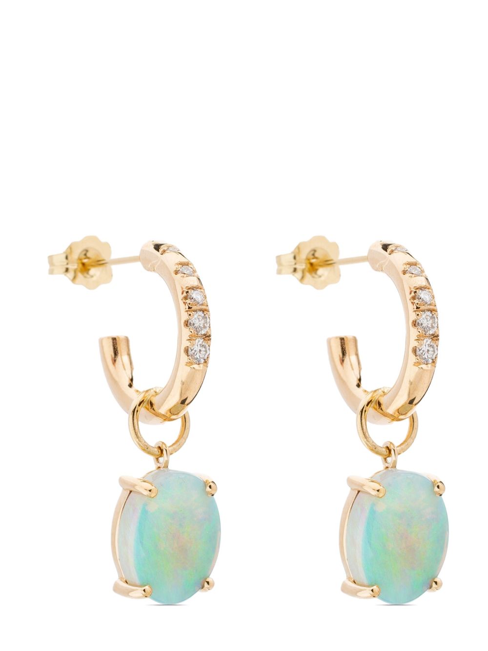 WWAKE 14kt recycled yellow gold diamond and opal earrings - 金色