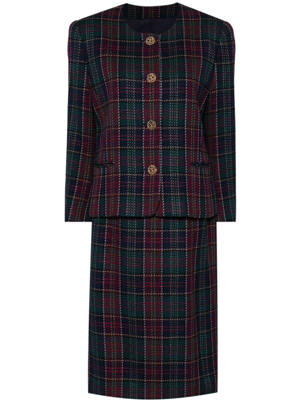 Burberry Pre-Owned 经典半身裙西装套装（1990-2000年代典藏款） - 蓝色