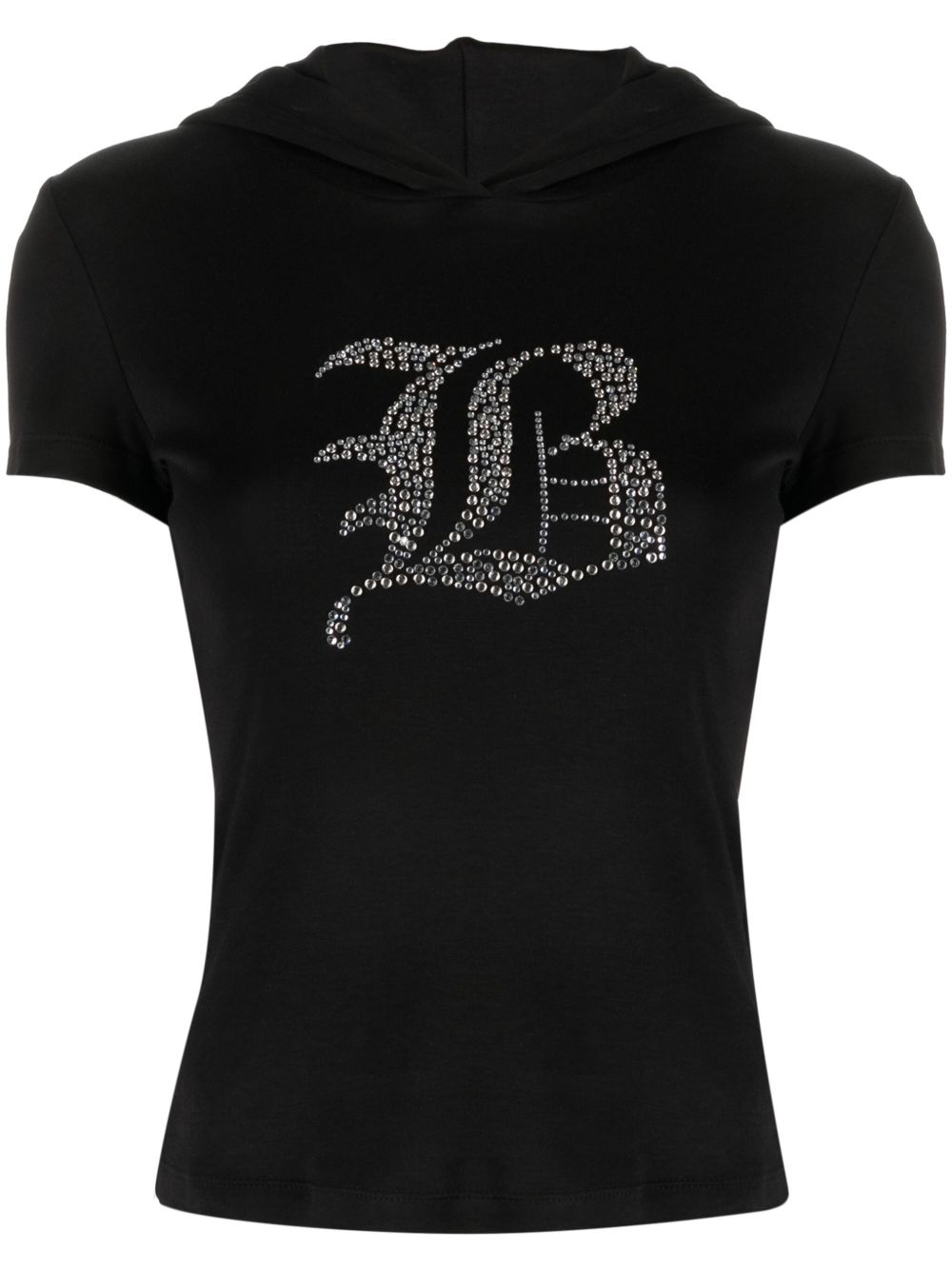 Blumarine logo缀饰连帽上衣 - 黑色