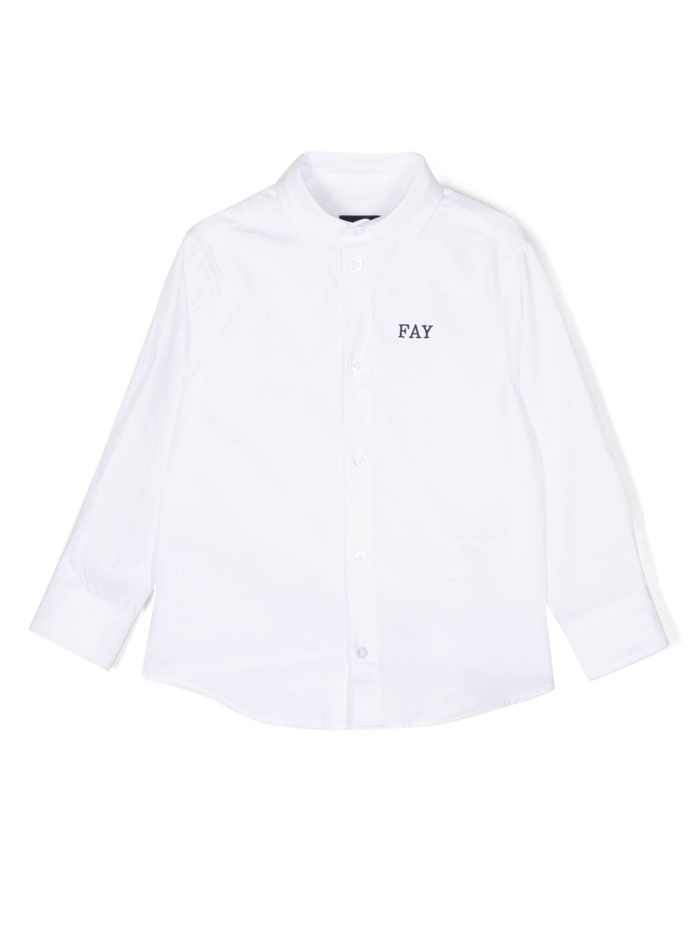 Fay Kids logo印花长袖衬衫 - 白色