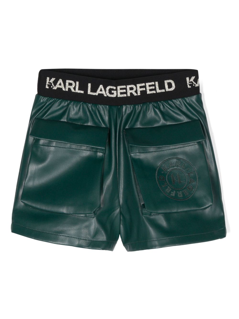 Karl Lagerfeld Kids logo缀饰短裤 - 绿色