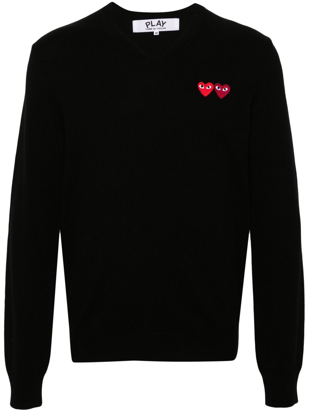 Comme Des Garçons Play Heart 贴花羊毛毛衣 - 黑色
