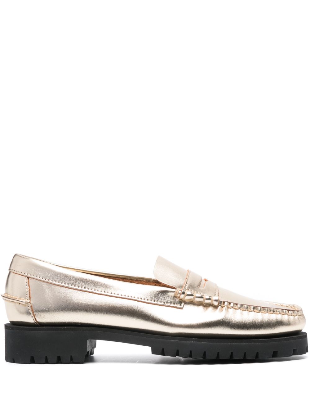 Sebago Dan 金属感皮质低跟乐福鞋 - 金色