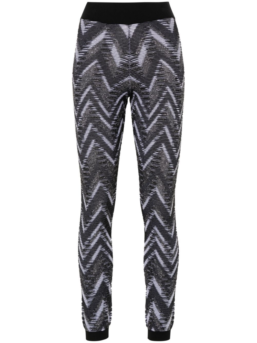 Missoni Z字形编织金银丝打底裤 - 黑色