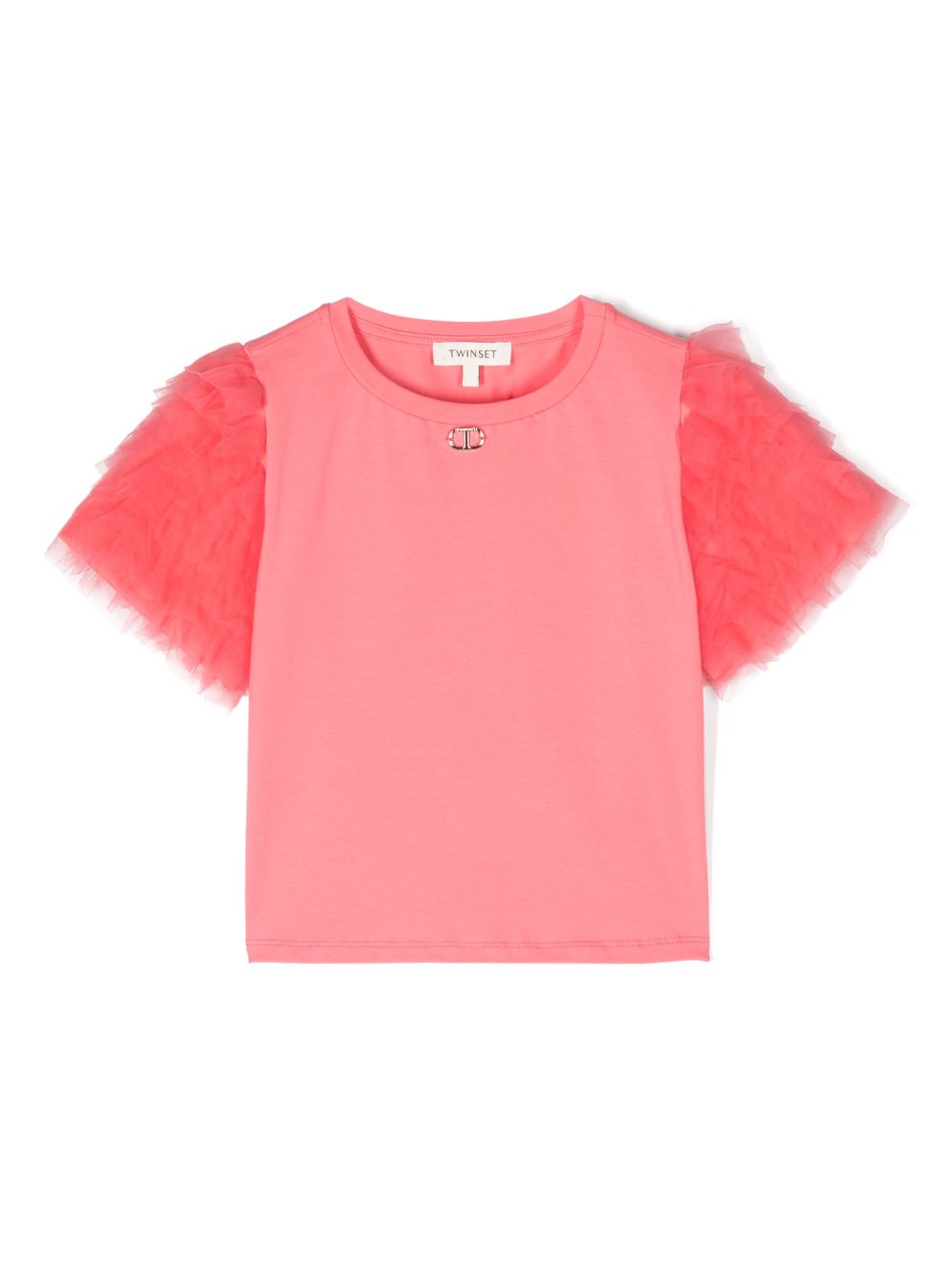 TWINSET Kids 荷叶边细节T恤 - 粉色