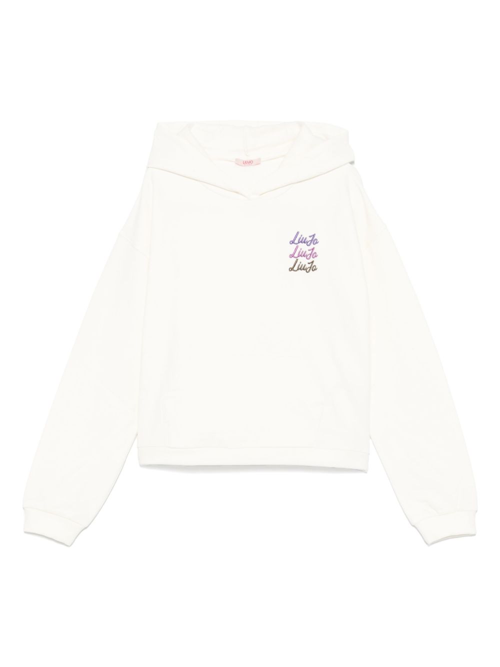 Liu Jo Kids logo刺绣连帽衫 - 白色