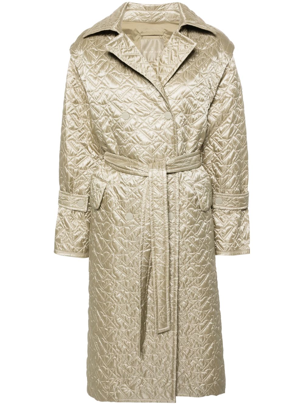 Moncler 可拆卸衣袖绗缝中长大衣 - 绿色
