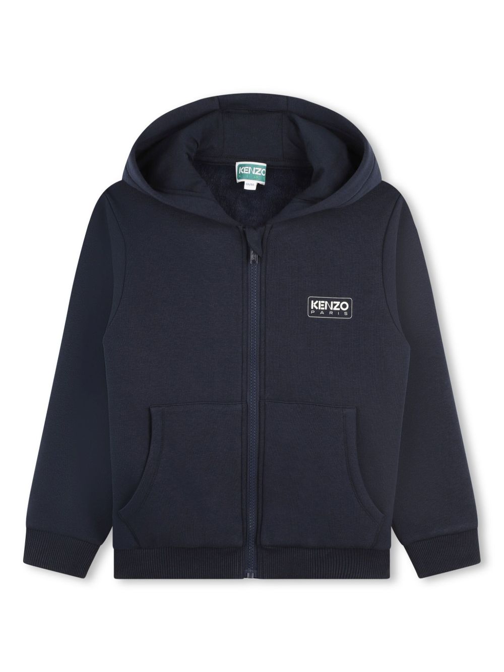 Kenzo Kids 后置logo印花拉链连帽衫 - 蓝色
